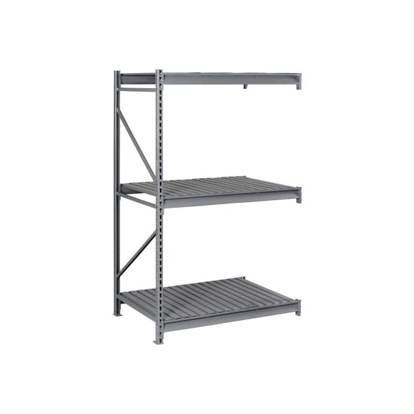 Tennsco Bulk Storage Rack - 72"W x 48"D x 96"H - Add-On - 3 Shelf Levels - Steel Deck - Medium Gray
